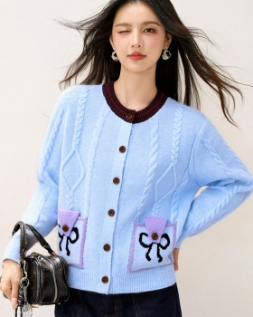 Sweet style autumn sweater loose bow cardigan for women