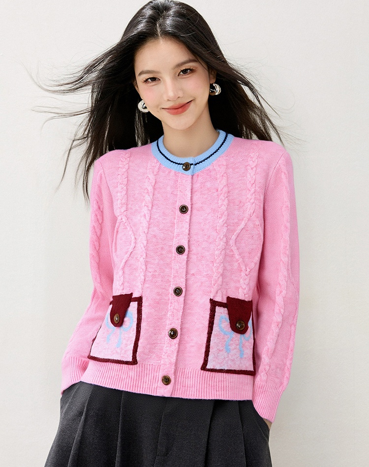 Sweet style autumn sweater loose bow cardigan for women