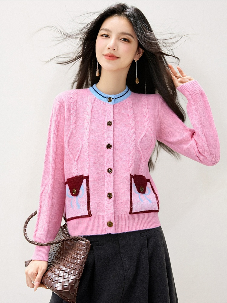 Sweet style autumn sweater loose bow cardigan for women