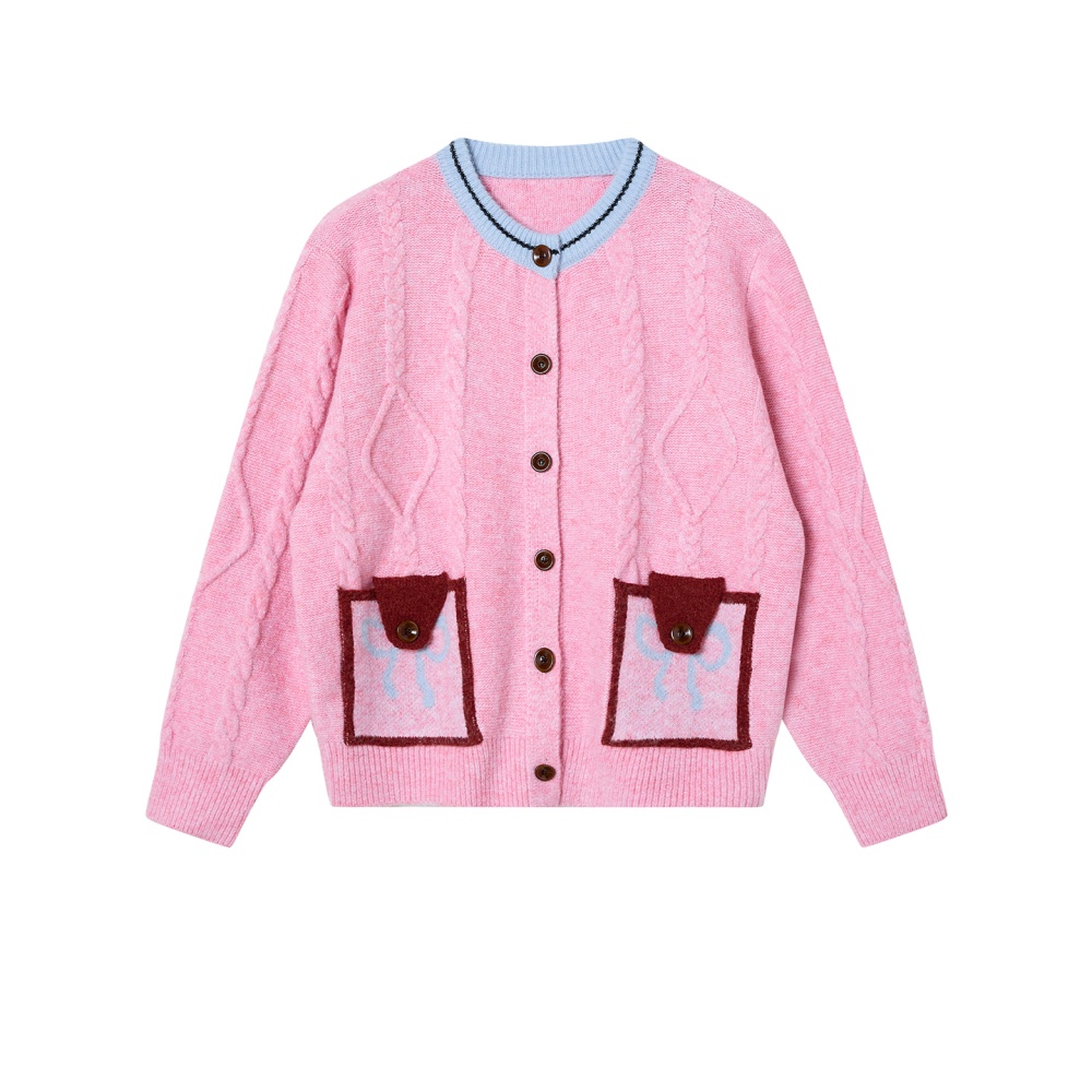 Sweet style autumn sweater loose bow cardigan for women