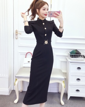 Slim ladies long dress package hip dress