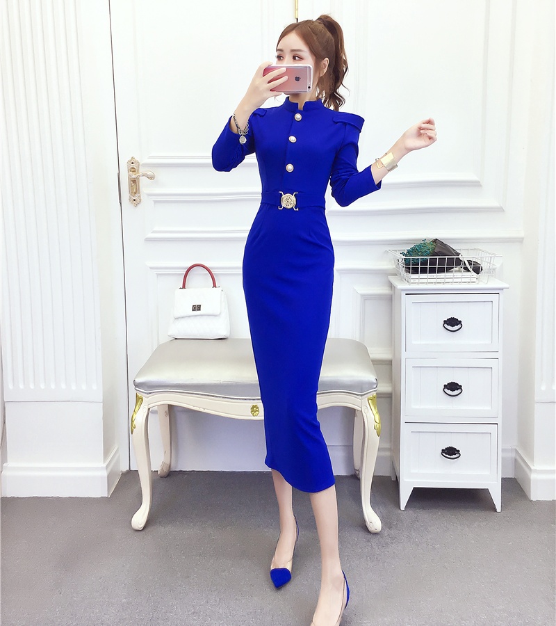 Slim ladies long dress package hip dress
