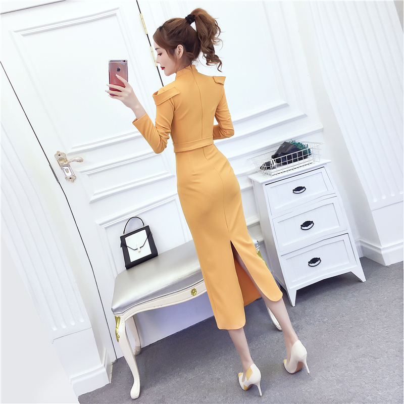 Slim ladies long dress package hip dress