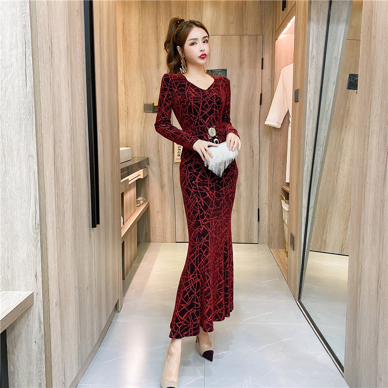 Autumn and winter mermaid dress tight liangsi formal dress