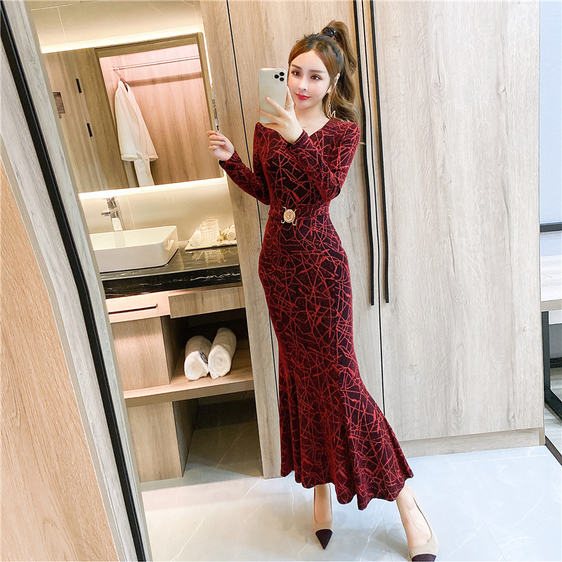 Autumn and winter mermaid dress tight liangsi formal dress