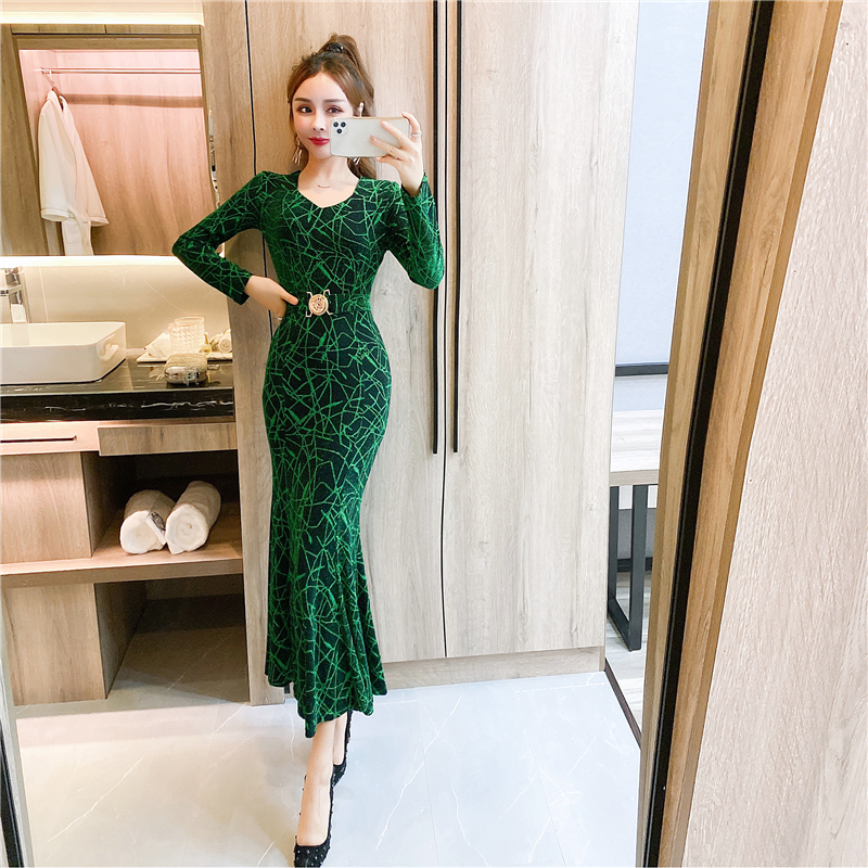 Autumn and winter mermaid dress tight liangsi formal dress