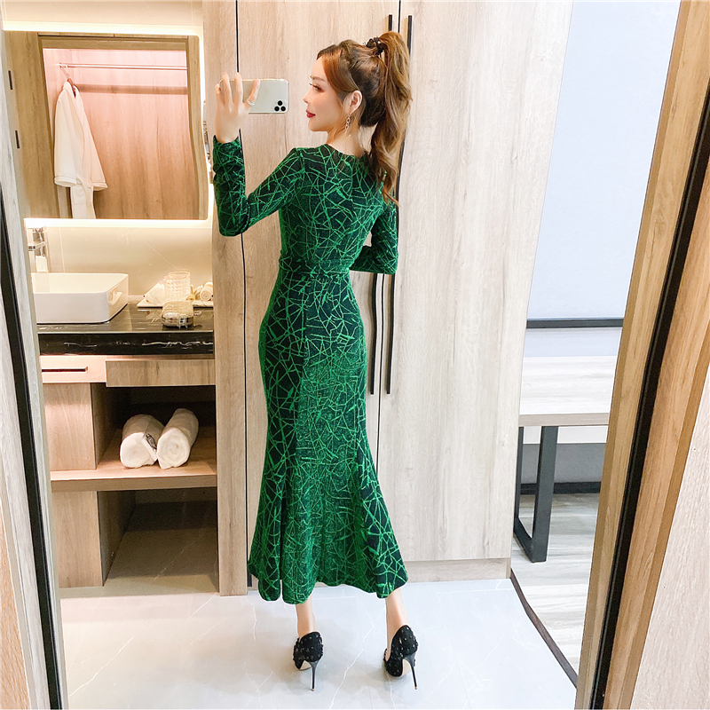Autumn and winter mermaid dress tight liangsi formal dress