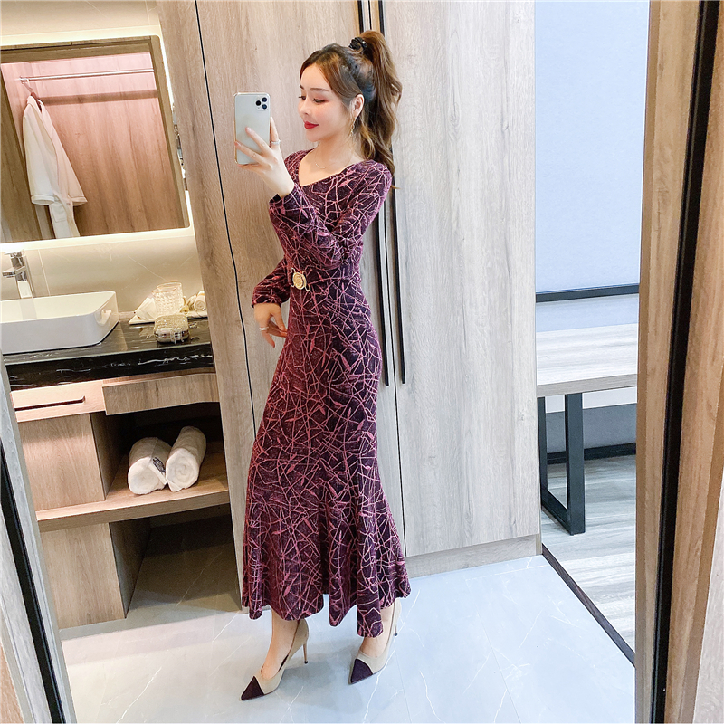 Autumn and winter mermaid dress tight liangsi formal dress