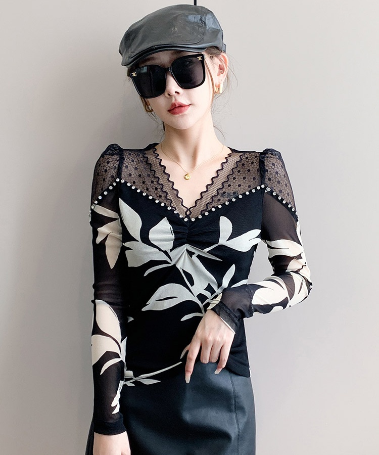 Fashion slim beading small shirt for women