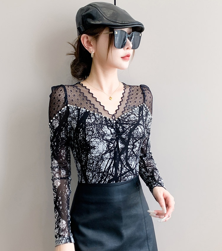 Fashion slim beading small shirt for women