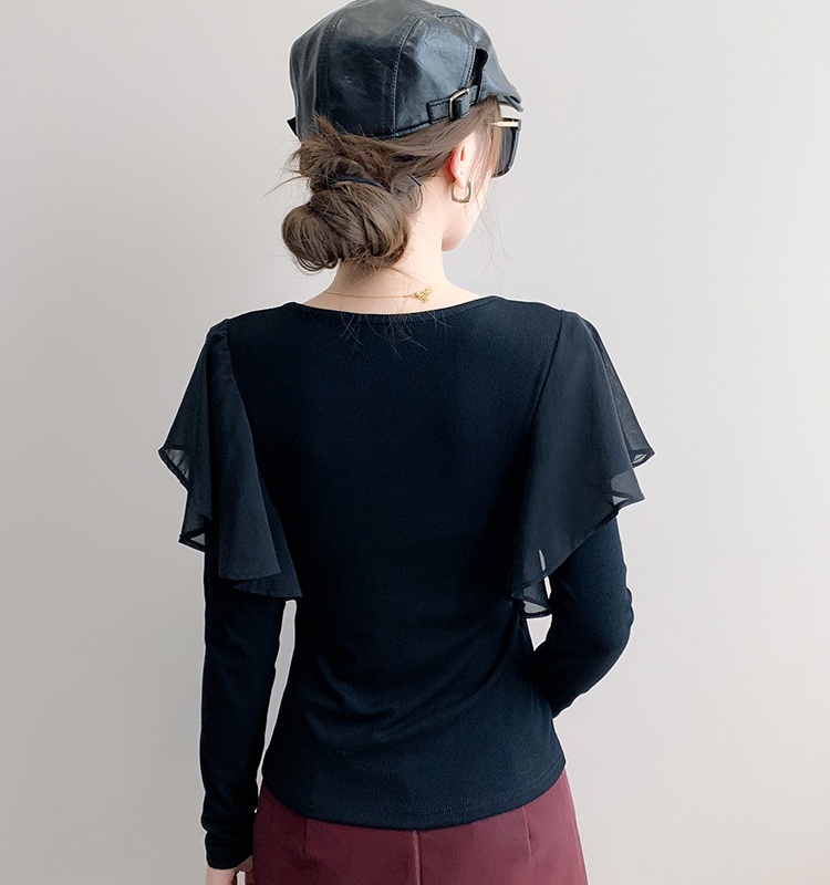 Long sleeve tops beading small shirt for women