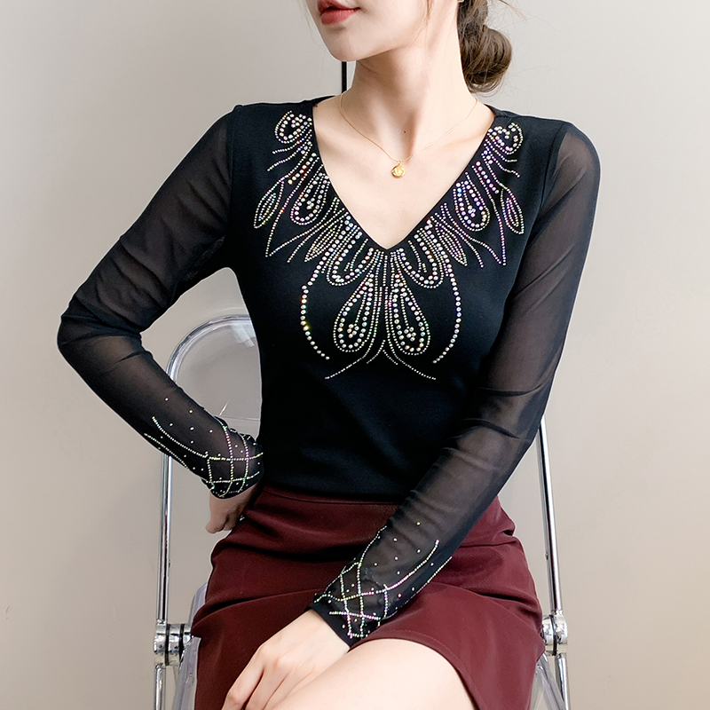 Gauze bottoming tops light luxury cotton small shirt