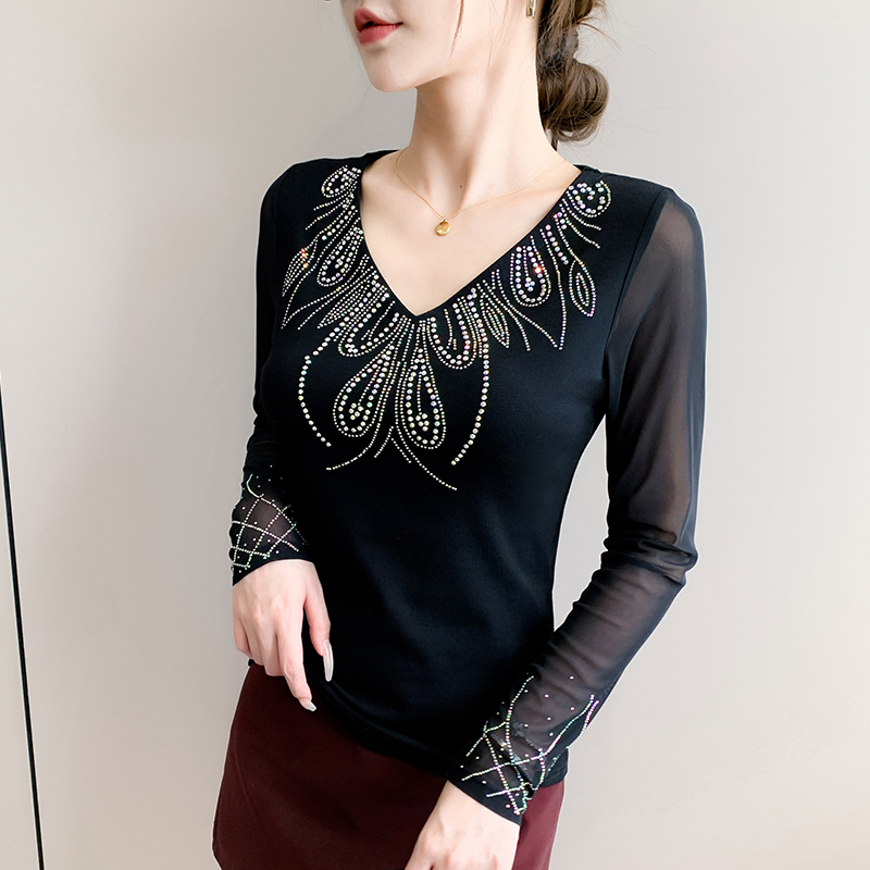 Gauze bottoming tops light luxury cotton small shirt