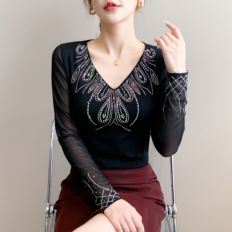 Gauze bottoming tops light luxury cotton small shirt