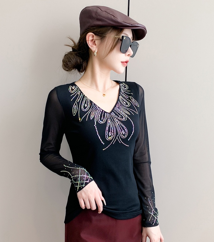 Gauze bottoming tops light luxury cotton small shirt