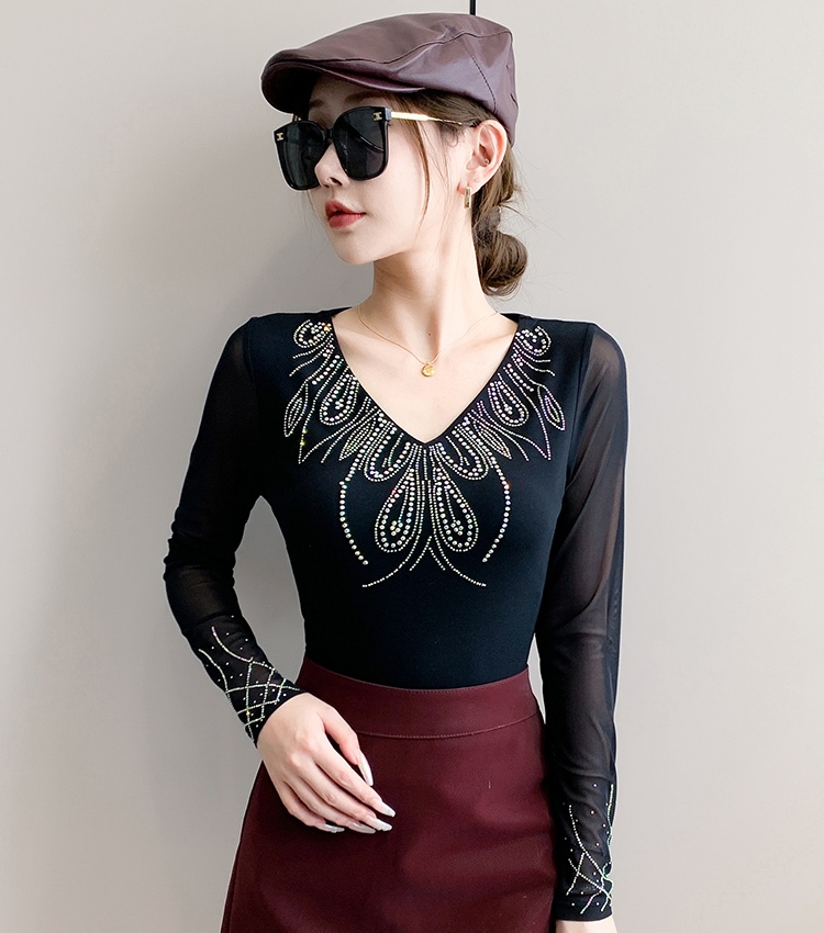 Gauze bottoming tops light luxury cotton small shirt