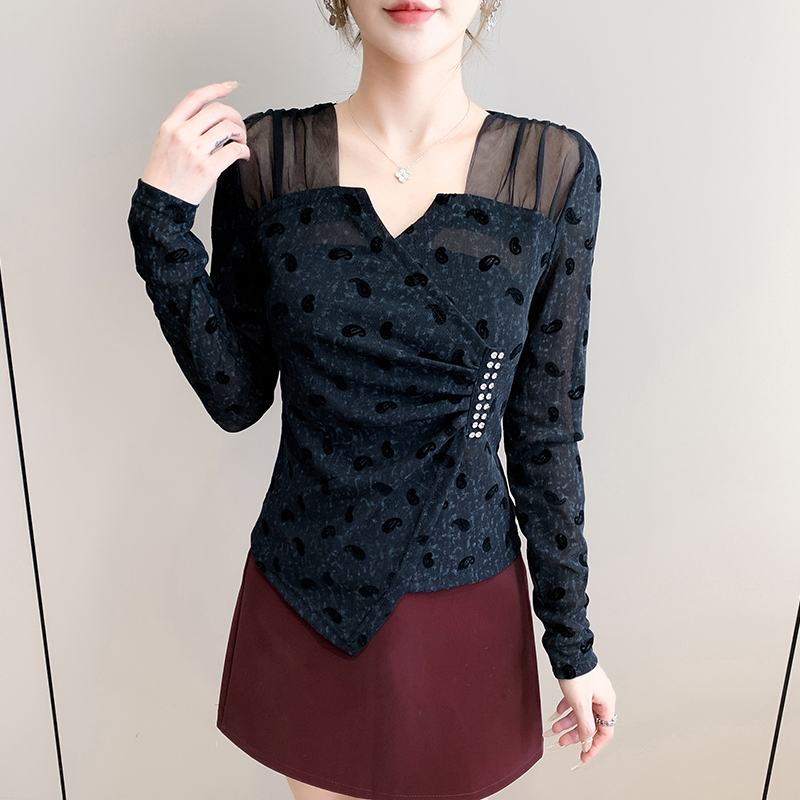 Slim Korean style tops printing small shirt for women