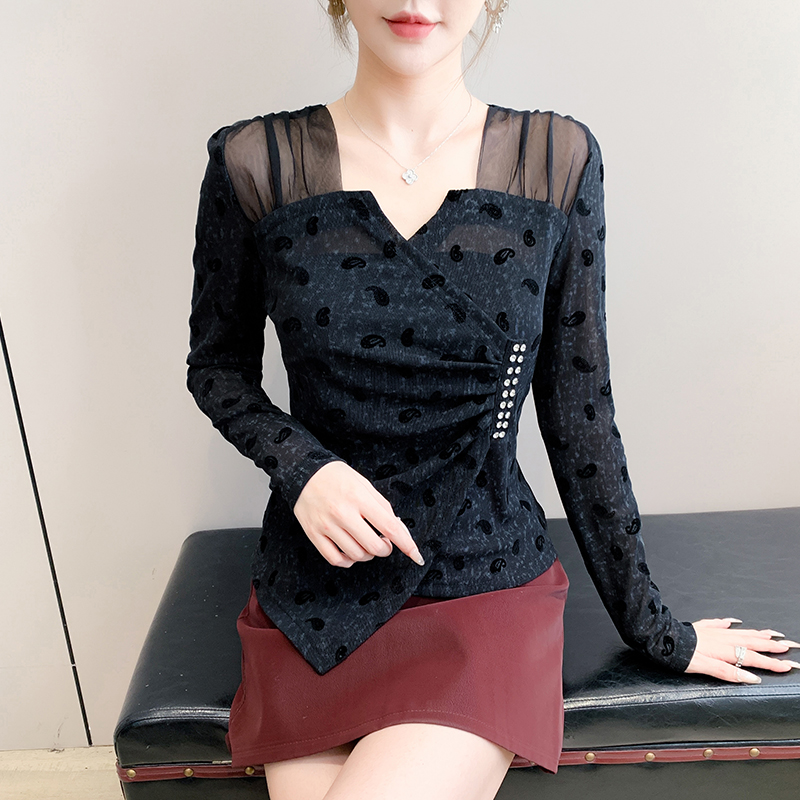 Slim Korean style tops printing small shirt for women