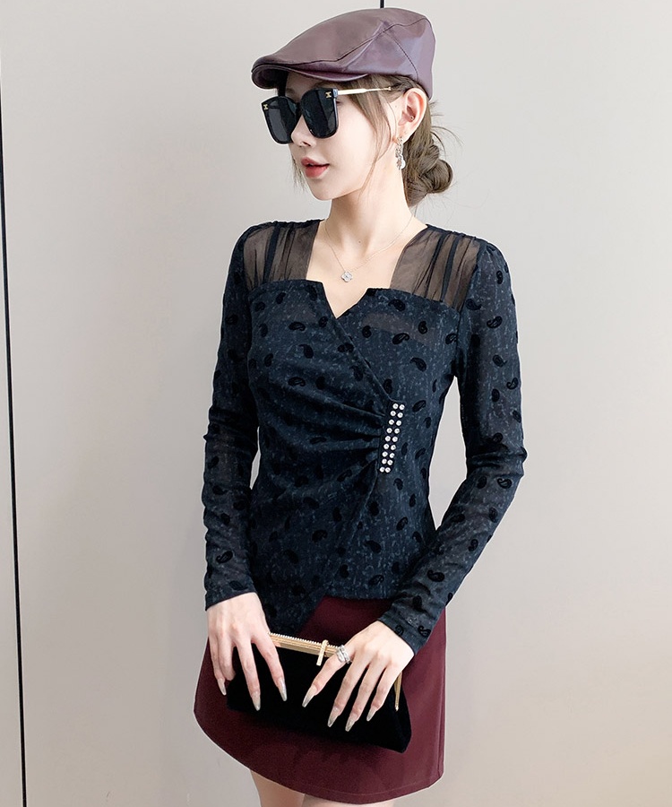 Slim Korean style tops printing small shirt for women