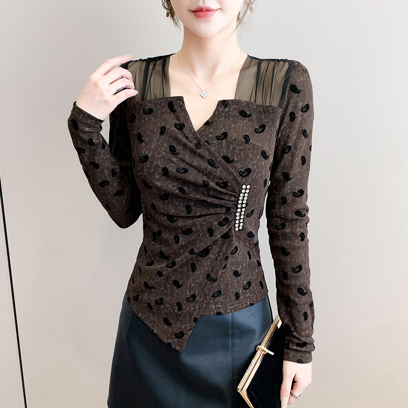 Slim Korean style tops printing small shirt for women