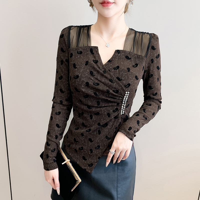 Slim Korean style tops printing small shirt for women