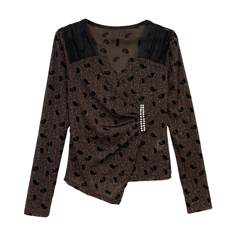Slim Korean style tops printing small shirt for women
