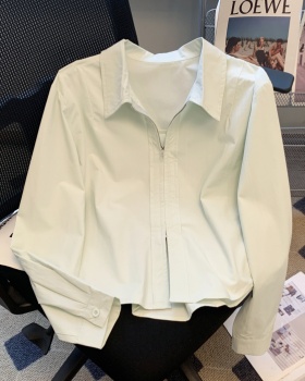 Short long sleeve tops zip jacket for women