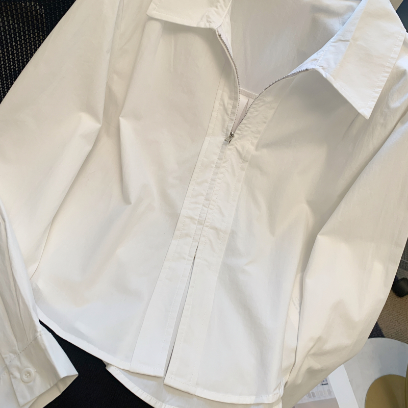 Short long sleeve tops zip jacket for women