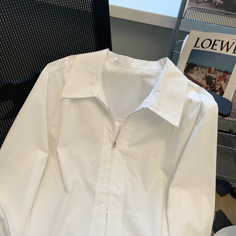 Short long sleeve tops zip jacket for women