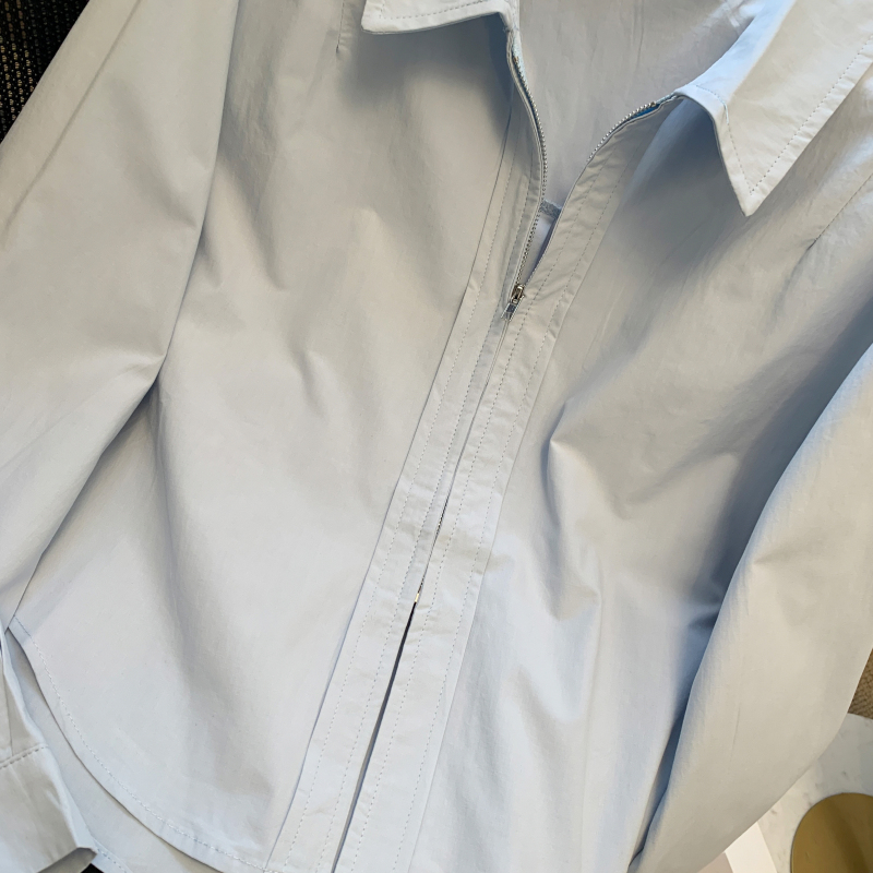 Short long sleeve tops zip jacket for women