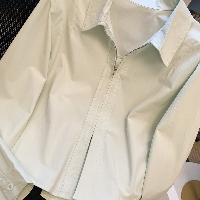 Short long sleeve tops zip jacket for women