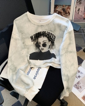 Printing short tops long sleeve fashion hoodie for women