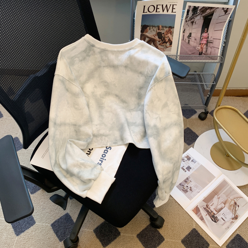 Printing short tops long sleeve fashion hoodie for women