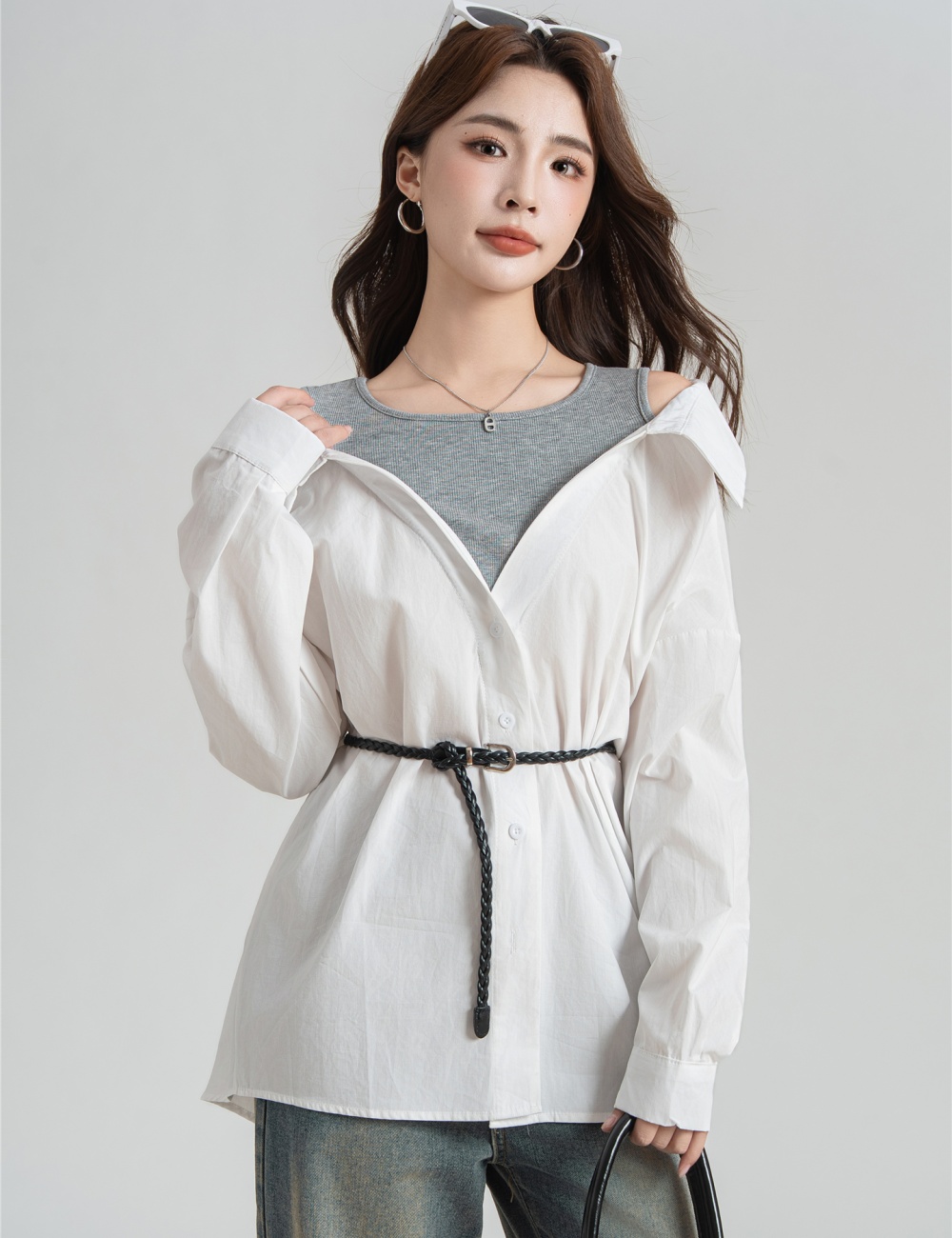 Temperament strapless tops autumn coat for women