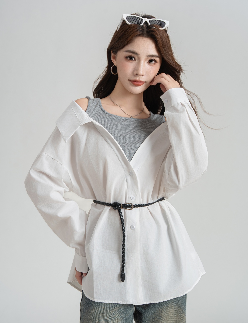 Temperament strapless tops autumn coat for women