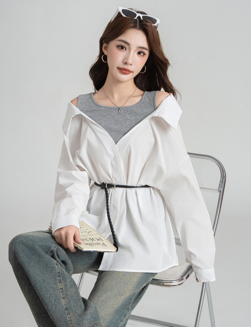 Temperament strapless tops autumn coat for women