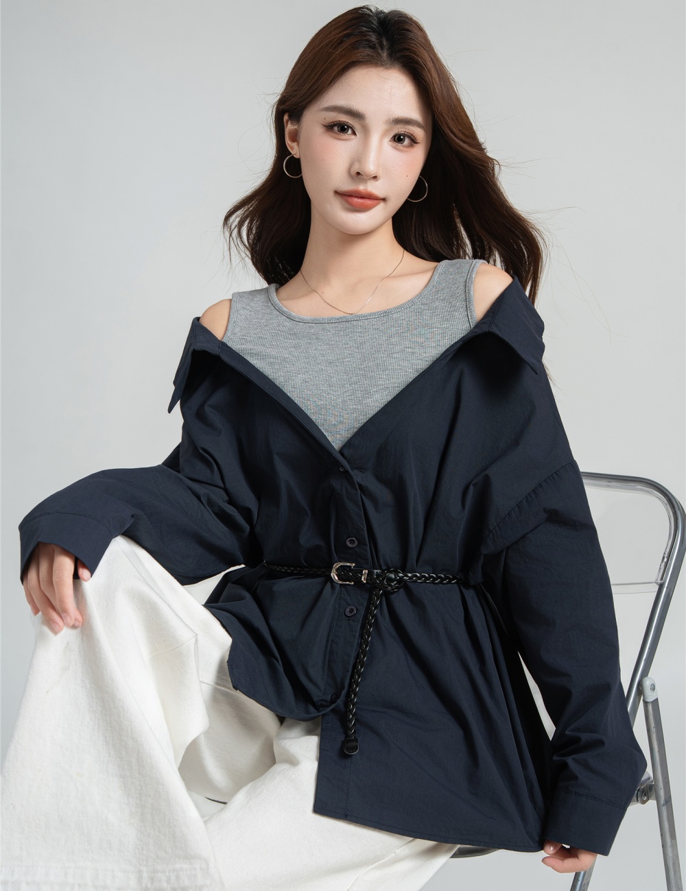 Temperament strapless tops autumn coat for women