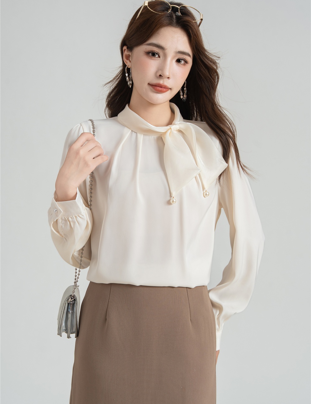 Autumn generous shirt show young chiffon tops for women