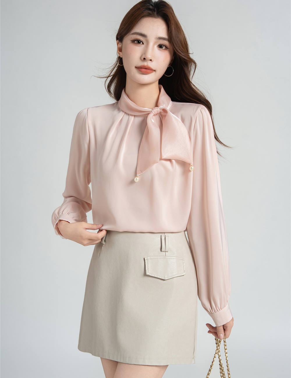 Autumn generous shirt show young chiffon tops for women