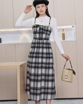 Bottoming strap dress long dress 2pcs set for women