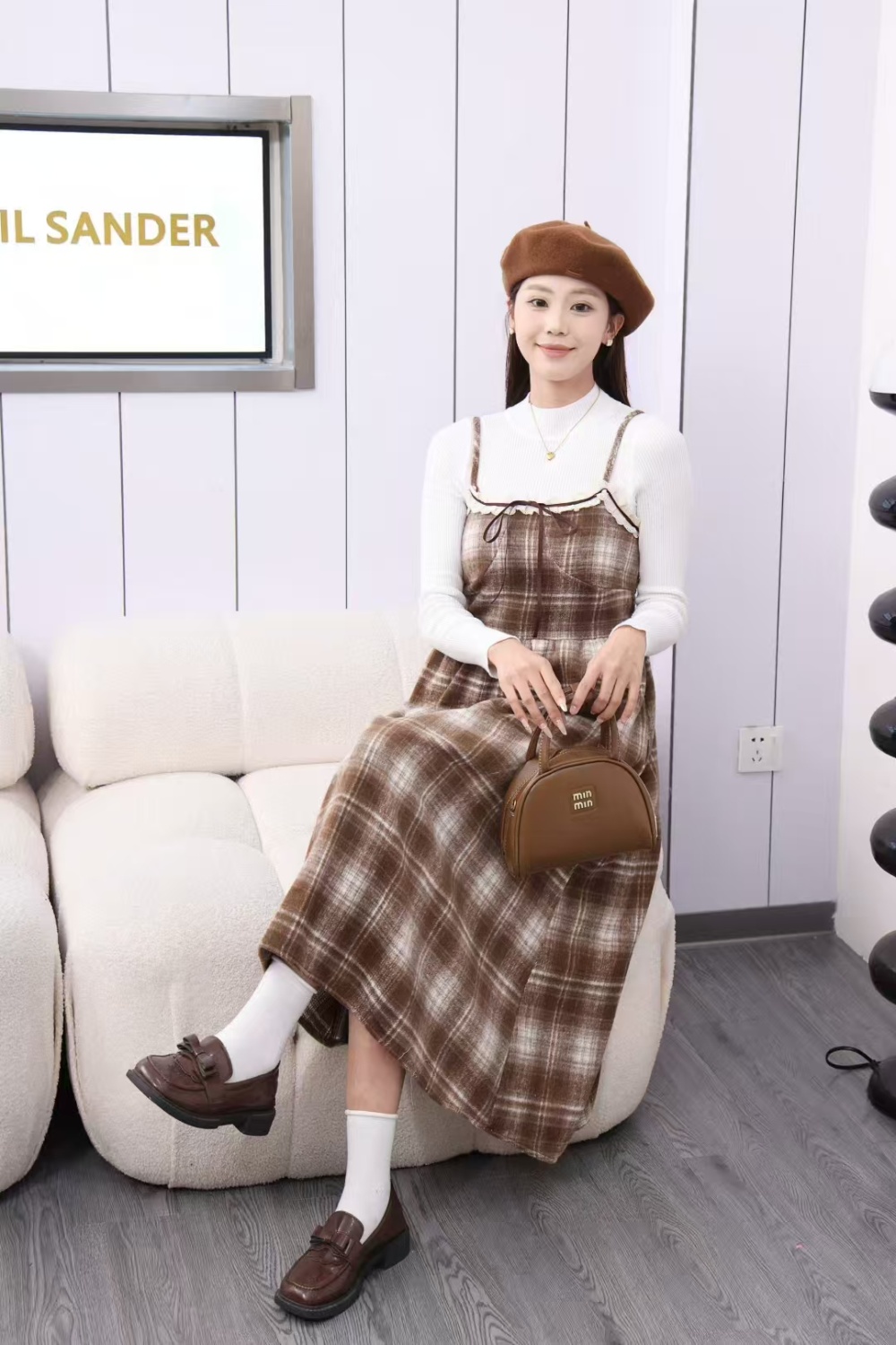 Bottoming strap dress long dress 2pcs set for women