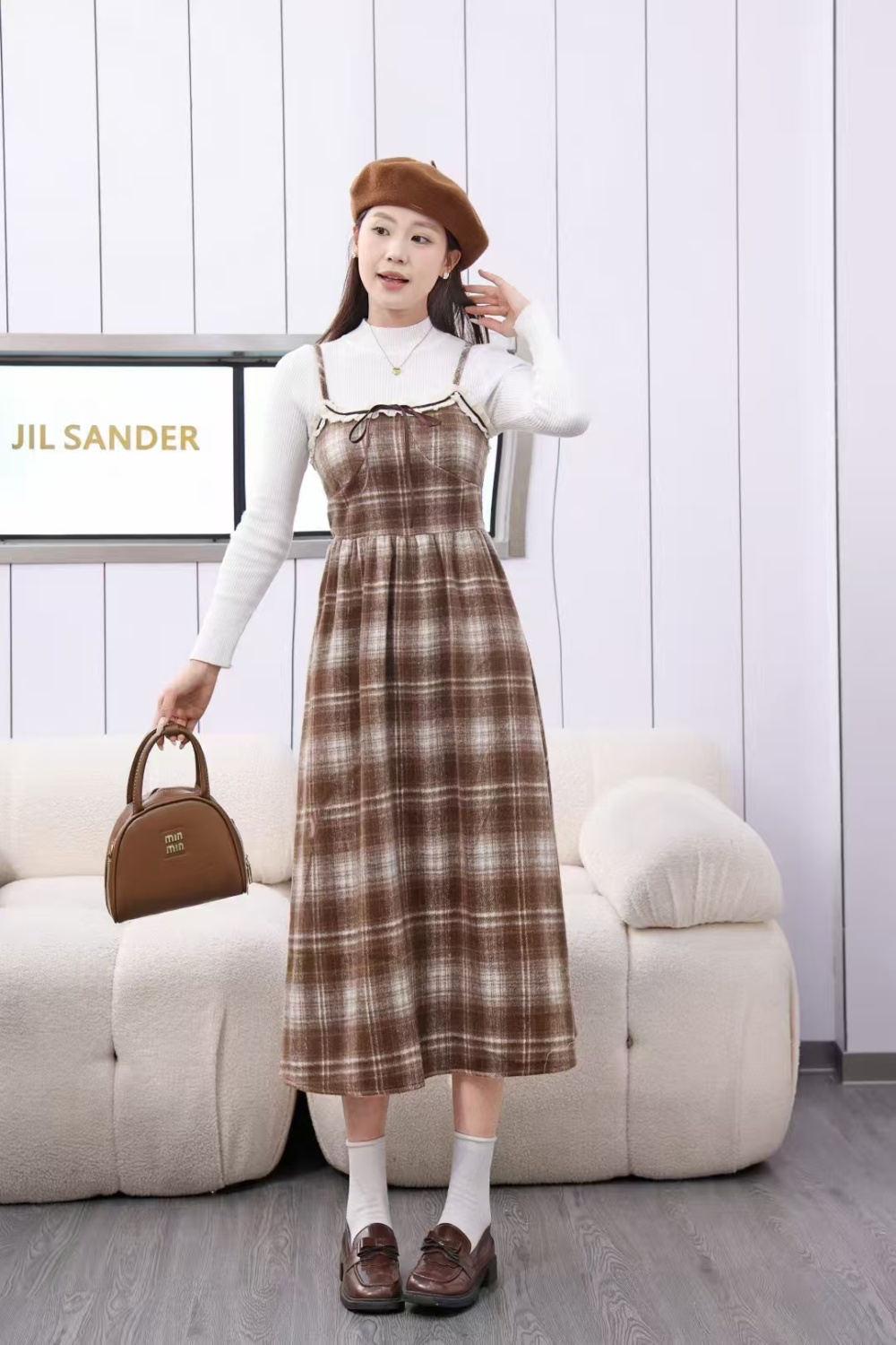 Bottoming strap dress long dress 2pcs set for women