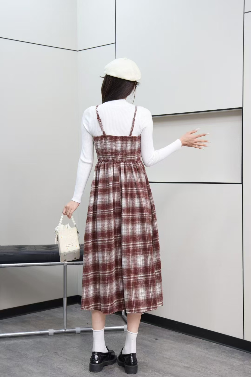 Bottoming strap dress long dress 2pcs set for women