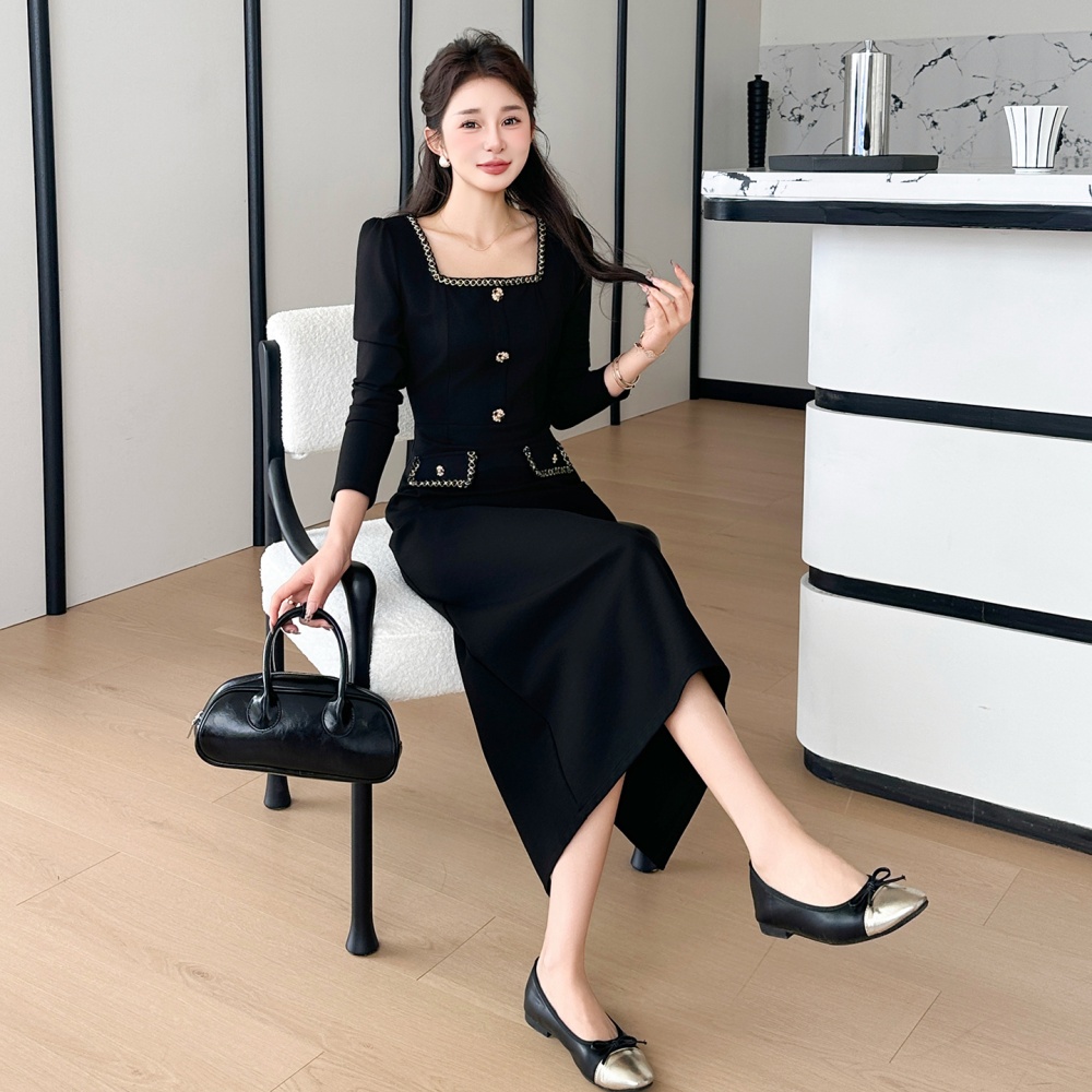 Elegant autumn and winter temperament Hepburn style dress