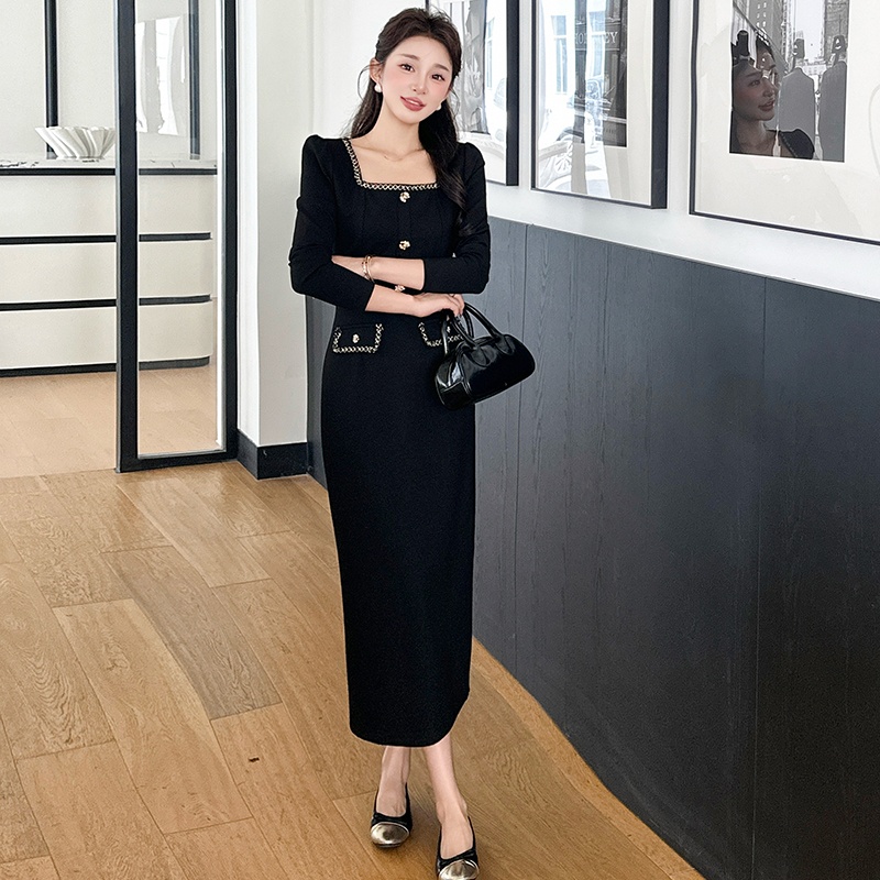 Elegant autumn and winter temperament Hepburn style dress