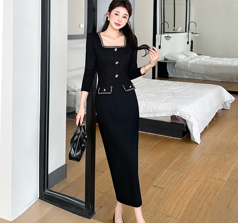 Elegant autumn and winter temperament Hepburn style dress