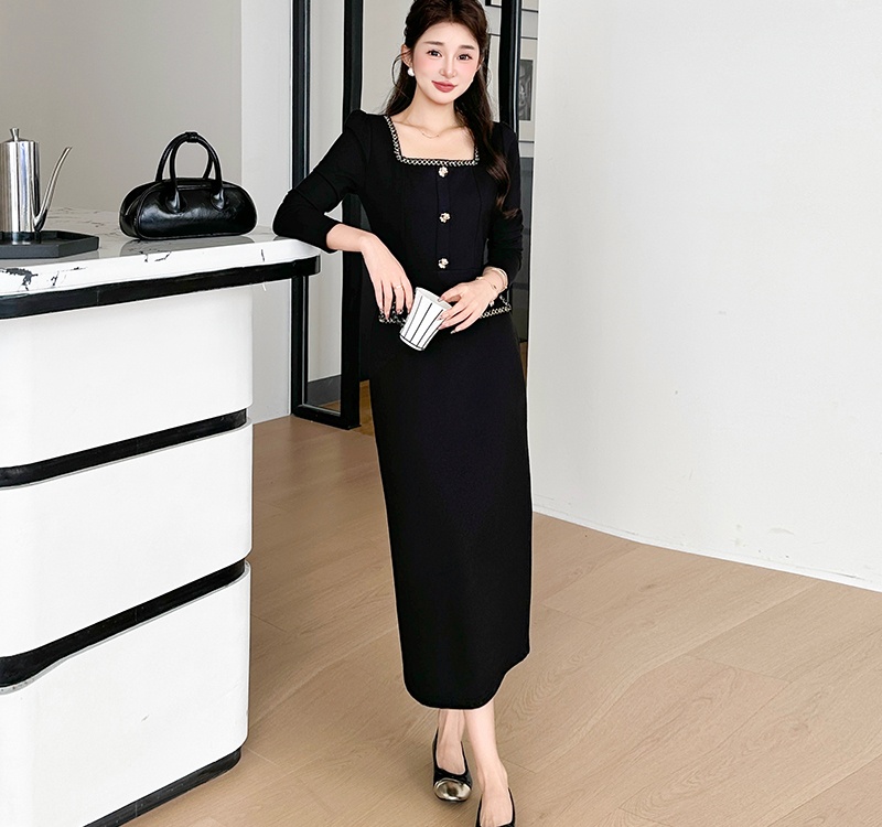 Elegant autumn and winter temperament Hepburn style dress