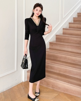 Large yard slim light luxury V-neck dress