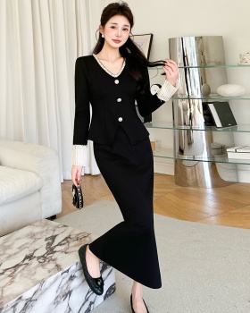 Retro France style tops autumn and winter skirt 2pcs set