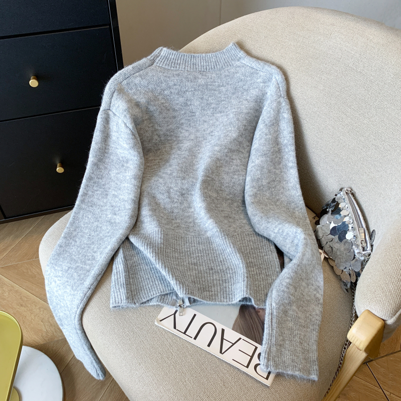 Thick zip tops autumn and winter pullover sweater for women